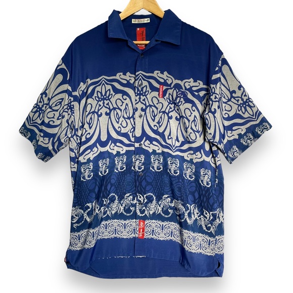 Vintage 90s Ecko Unlimited Men’s Button Up Shirt Scorpian Print - Picture 1 of 8